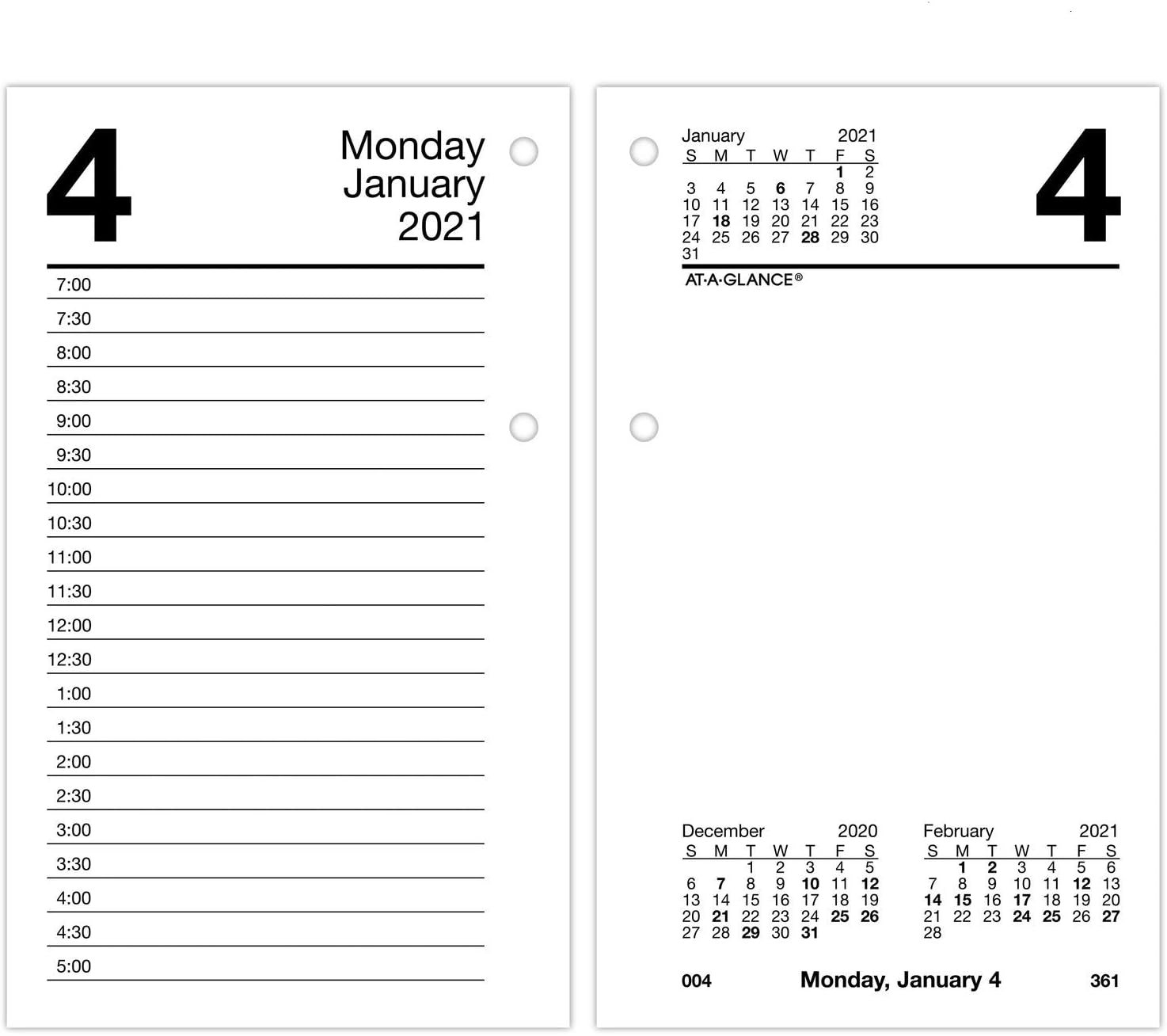 2021 Daily Desk Calendar Refill by AT-A-GLANCE, 3-1/2" x 6", Loose-Leaf (E7175021)