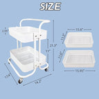 Ufriandz 2 Tier Cart with Wheels Under Desk Storage with Handle, Metal Rolling - Image 4