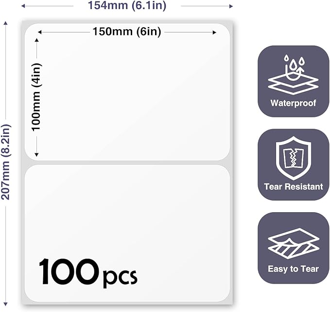 100Pcs Large White Labels for Storage Bins, 6x4 Inch Removable Labels, Large - Image 2