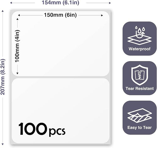 100Pcs Large White Labels for Storage Bins, 6x4 Inch Removable Labels, Large - Image 2