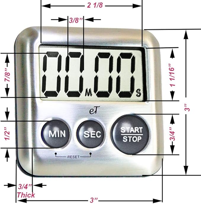 Elegant Digital Kitchen Timer Stainless Steel - Image 6