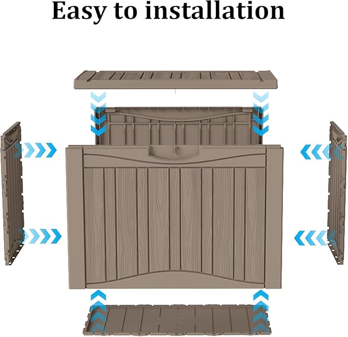 TARKARI 45 Gallon Lockable Resin Deck Box, Waterproof & UV-Resistant Outdoor - Image 8