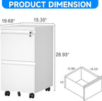 HOMOFFICE 2 Drawer File Cabinet - Image 3