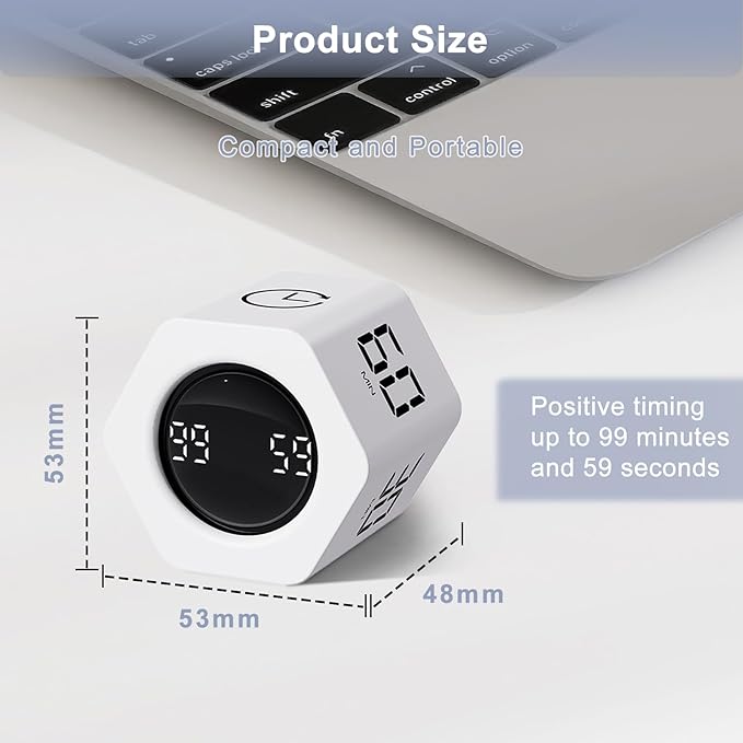 GuDoQi Rotating Pomodoro Timer 1 5 10 30 60 Min Preset, Hexagon ADHD Flip - Image 2