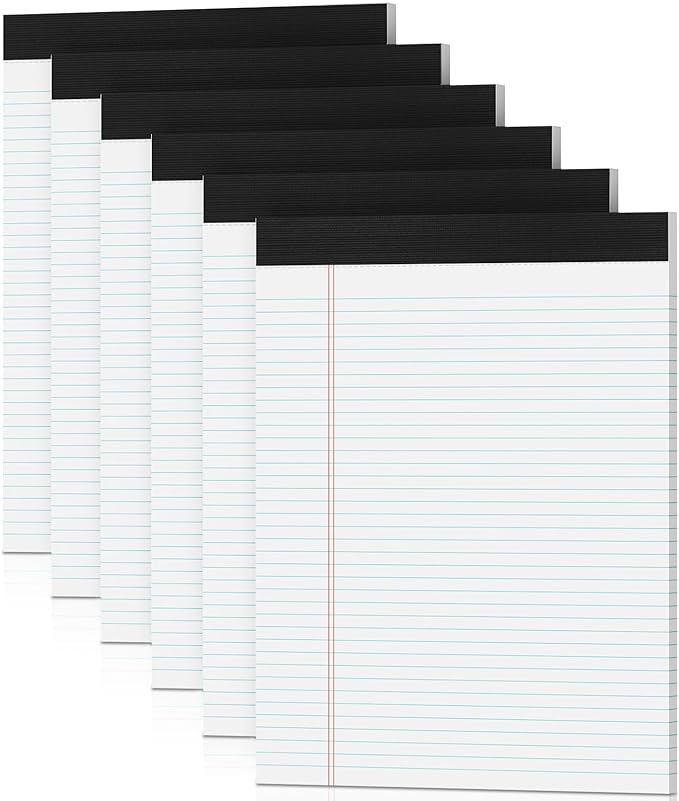 White Legal Pads 8.5 x 11 Writing Note Pads 9/32'' College Ruled & Double-Sided by notepads