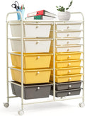 COSTWAY 15 Drawer Rolling Storage Cart, Utility Tools Paper Organizer on Wheels by COSTWAY
