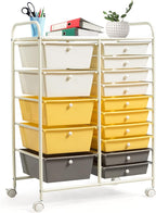 COSTWAY 15 Drawer Rolling Storage Cart, Utility Tools Paper Organizer on Wheels by COSTWAY