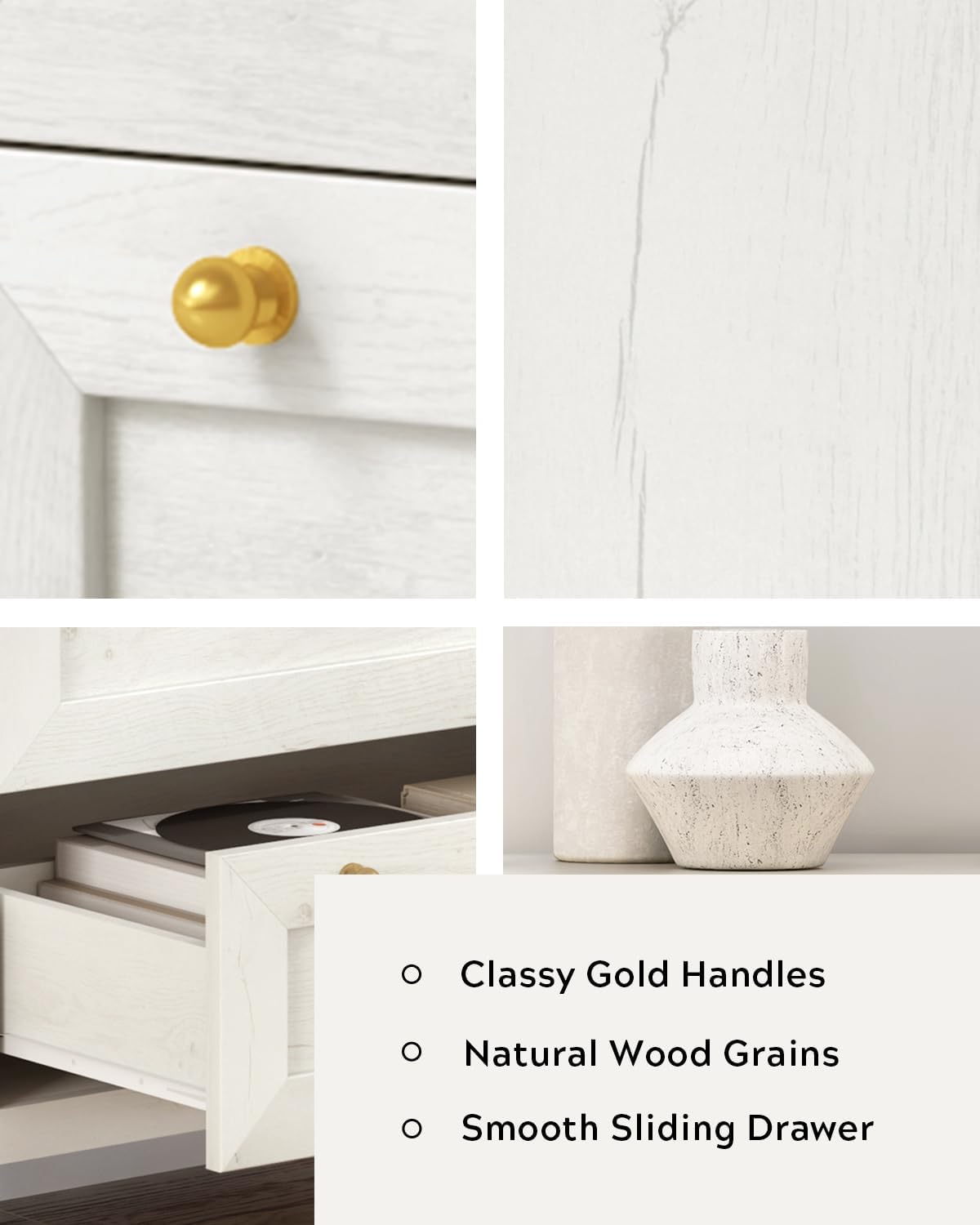 Dresser for Bedroom with 3 Drawers, Farmhouse Closet Storage Organizer with G...