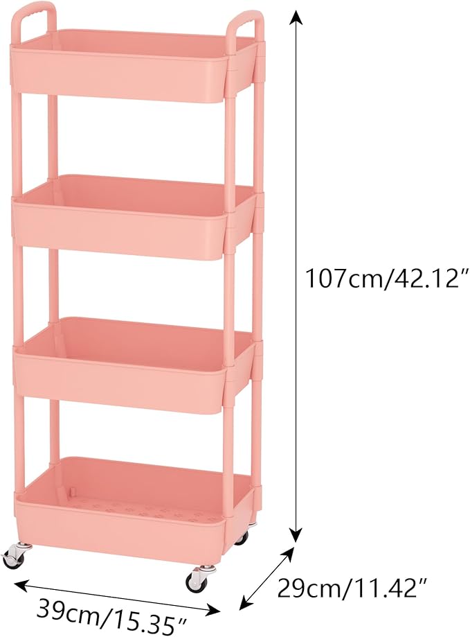 Sywhitta 4-Tier Plastic Rolling Utility Cart - Image 7