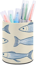 Sardine Fish Pencil Holder Leather Desk Organizer Stand Round Pen Cup Container by Unknown
