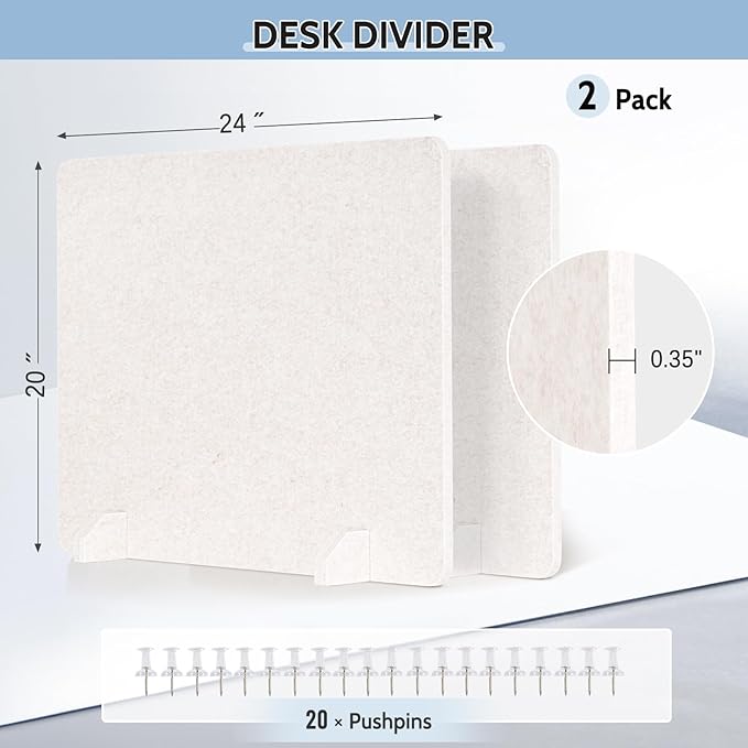 AMUSIGHT 2 Pack Acoustic Desk Dividers - Image 2
