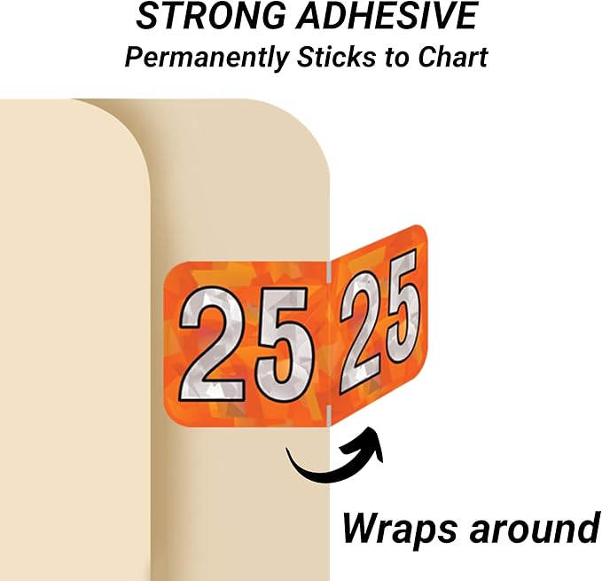 2025 Year Labels, Doctor Stuff 2025 Chart Stickers, Holographic Orange Colored - Image 3