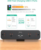 PD30W Desk Clamp Power Strip, Desktop Mount Surge Protector, Fast Charging - Image 2