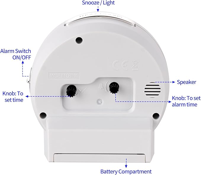 Tinload 4.3" No Ticking Analog Alarm Clock, Silent Readable - Image 6
