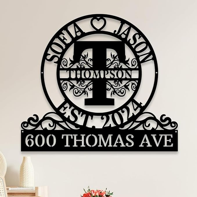 Custom Metal Signs | Personalized Monogram Name Sign | Outdoor Wall Art by AVAGift