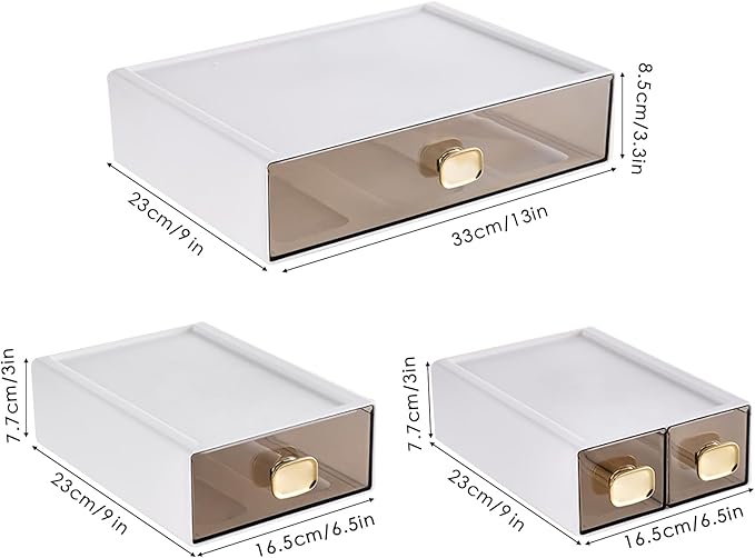 DETEIN 2 PACK Stackable Desk Organizer Stackable Storage Drawer Small Desk - Image 2
