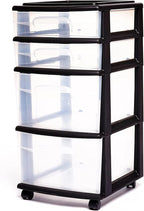 HOMZ 2-Pack Drawer Tower, 4-Tier Clear Plastic Storage Organizer Cart, and - Image 9