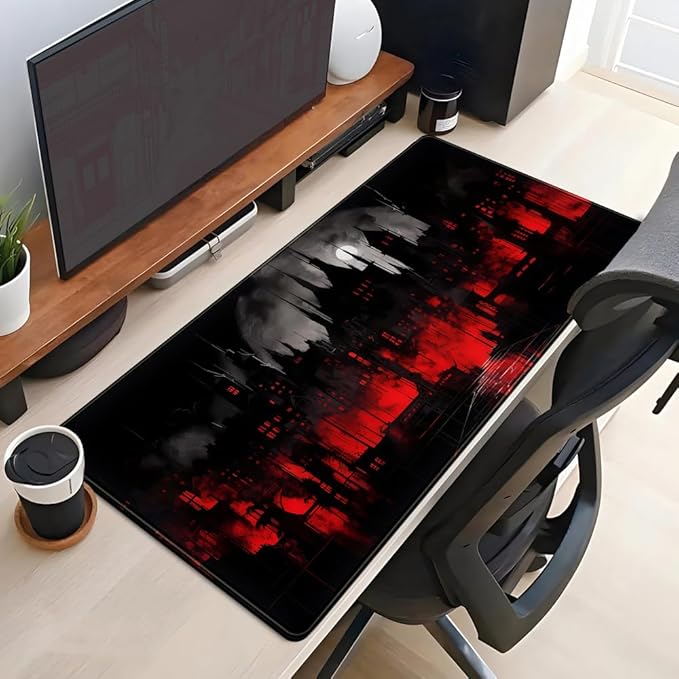 Black Castle Large Mouse Pad Red and Black Mousepad Gaming Playmat Game Mat - Image 4
