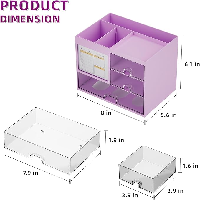 Marbrasse Desk Organizer with 3 Drawer, Desk Organizers and Accessories with 4 - Image 3