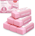 SIKAO Pink Erasers, 6 Pack Block Pencil Erasers – Smudge-Free Latex-Free Cute by Sikao