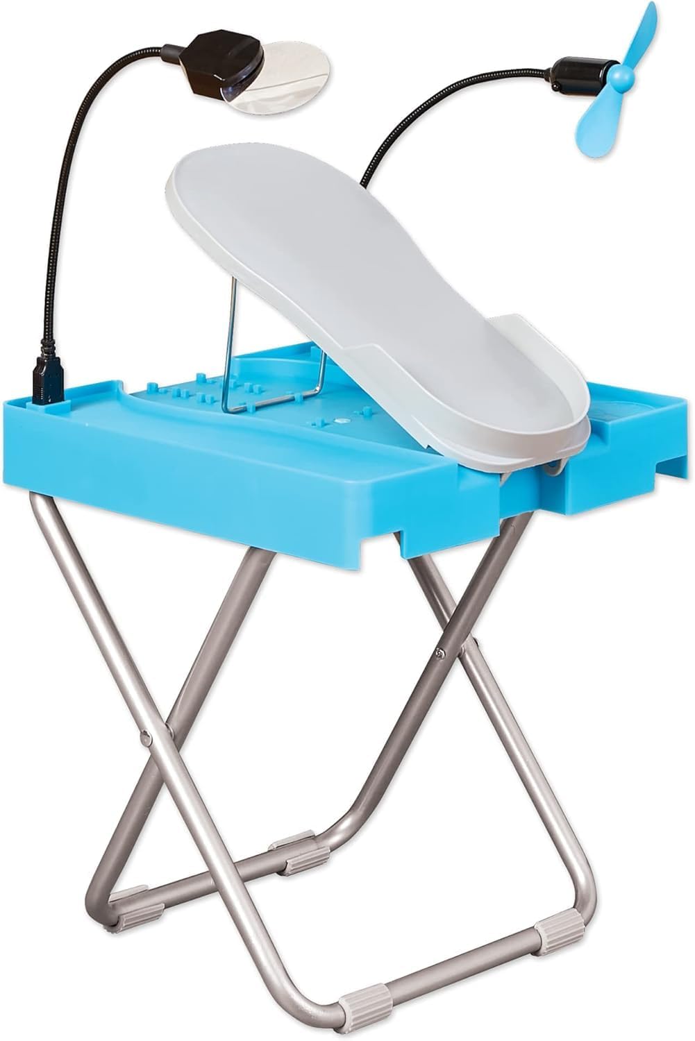 Salon Step Pedicure Footrest with LED Magnifier, Drying Fan and Storage