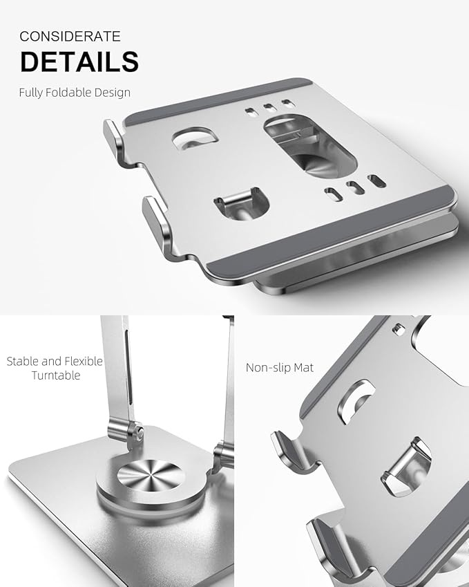 Tablet Stand Holder with Thickened 360°Rotating Base Dual Rod Adjustable - Image 6