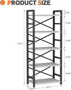 Homeiju Organization and Storage, 5 Tier Bookshelf, Tall Bookcase - Image 3