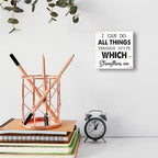 WUZYOU I Can Do All Things Through Desk Sign Wood Block Decor, Inspirational - Image 6