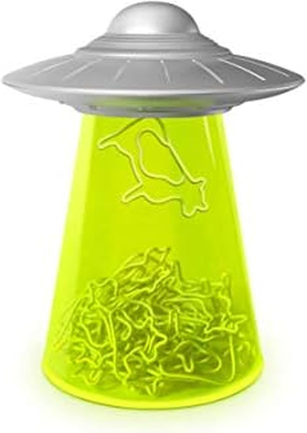 Genuine Fred Filing Saucer Paperclip Dispenser UFO Holder with Cow Paperclips, Space Themed Desktop Organizer Fun and Functional Desk Accessory for Home and Office
