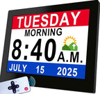 Véfaîî 19 Alarms Dementia Clock 8 Inch Large Display, Auto DST, 10 Levels Auto by VefaiiProducts