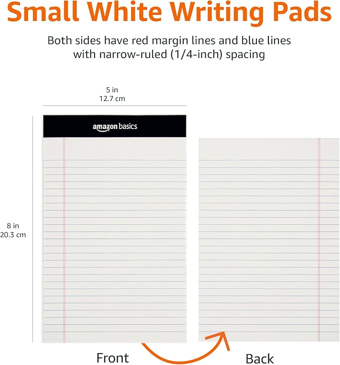 Amazon Basics Narrow Ruled Lined Writing Note Pad, 5 inch x 8 inch - Image 5
