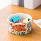 Ceramic Paper Clip Holder Paper Clip Dispenser Organizer for Desk Cute Office Binder Clip Holder Bobby Pin and Hair Clip Holder (01-Flower)
