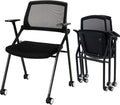 VACYOVKE Folding Conference Room Chairs Set of 2 Black Guest Reception Chair by Vacyovkeofficechairs