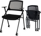 VACYOVKE Folding Conference Room Chairs Set of 2 Black Guest Reception Chair by Vacyovkeofficechairs
