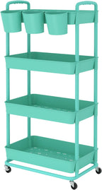 JIUYOTREE 4-Tier Plastic Rolling Storage Cart Utility Cart - Image 8