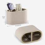 KINGFOM PU Leather Desk Organizer Pen Holder – Dual-Compartment Stylish Pencil - Image 2