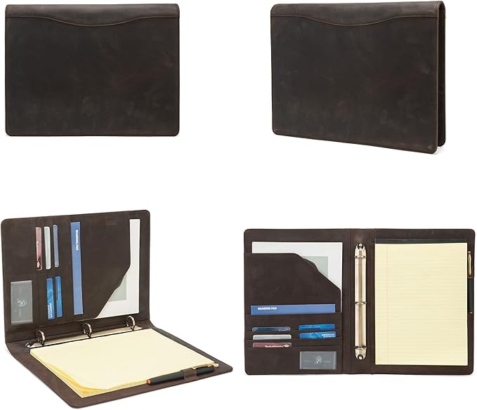 Geslun Genuine Leather 3 Ring Binder, 8.5 x 11 Letter Size Folio - Image 6