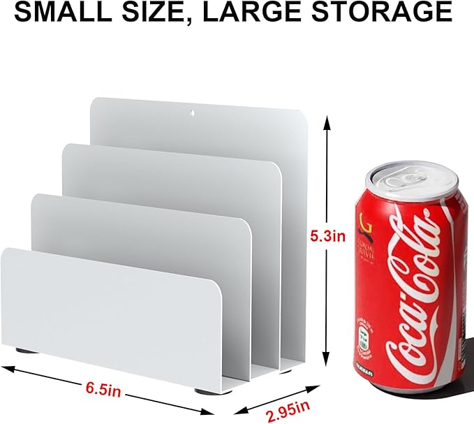 OUTIOE Mail Organizer Countertop, Small Desk File Organizer, Metal File Holder - Image 3