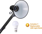 bostitch office vlf100d swing arm desk lamp, metal showing dimensions