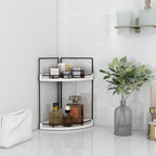 Dorhors 2-Tier Rustic White Corner Bathroom Shelf - Image 5