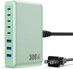 USB C Charger 300W USB C Charger Block, 8-Ports GaN IV Fast Charging Station Hub by GKUTW