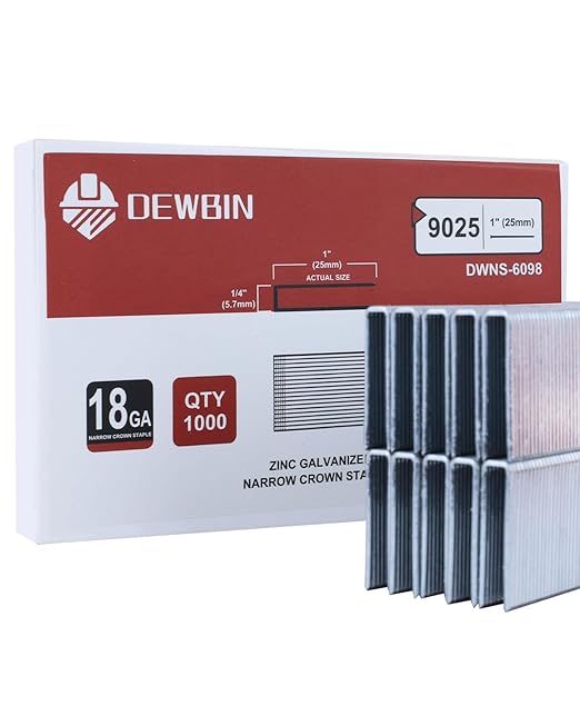DEWBIN 18 Gauge Narrow Crown Staples, 1000 Cts 1-Inch 18GA Heavy Duty by DEWBIN