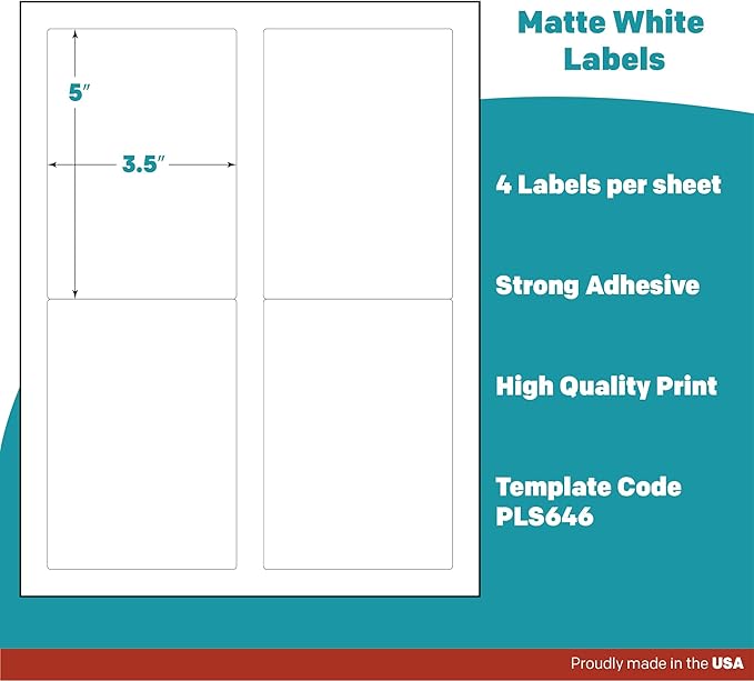 Premium Label Supply White Sticker Mailing/Shipping Labels – 3.5" x 5" – - Image 4