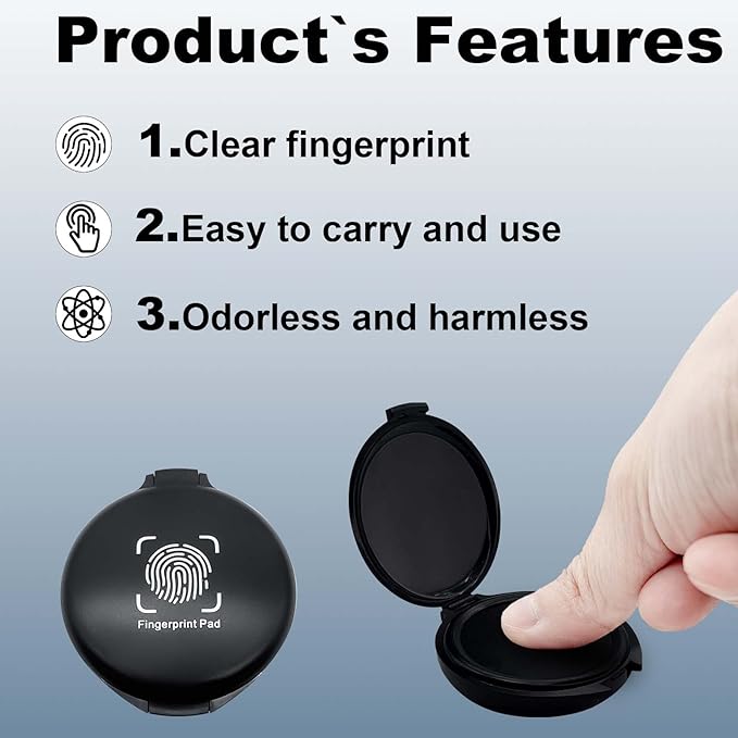 Fingerprint Ink Pad 2 Pack Black Thumbprint Ink Pad - Image 3