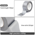 TOMAIX 22 Rolls Heavy Duty Duct Tape Bulk, 720 Yards, Waterproof & Strong - Image 2