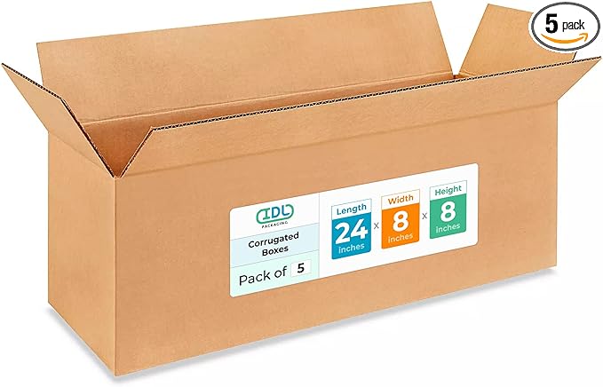 Long Moving & Shipping Boxes 24 x 8 x 8 inches by IDLPackaging