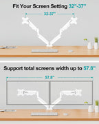 dual monitor arm desk mount fits max 32 on a desk or shelf