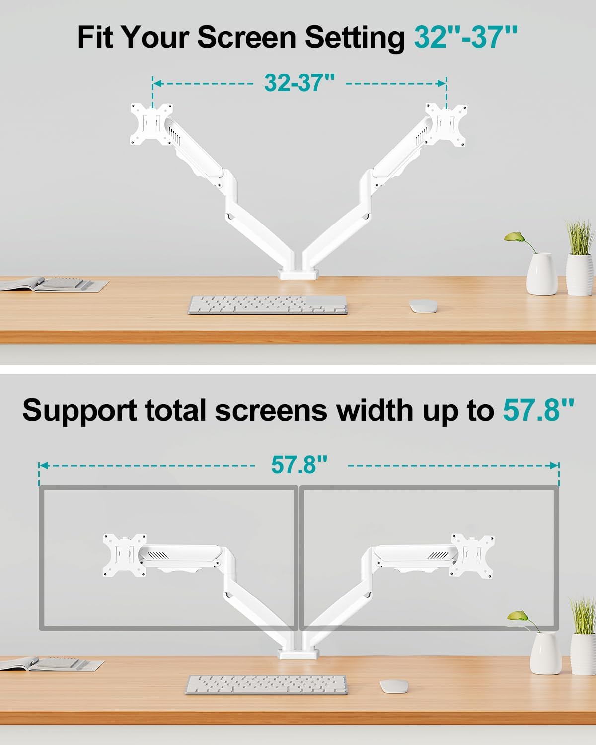dual monitor arm desk mount fits max 32 on a desk or shelf
