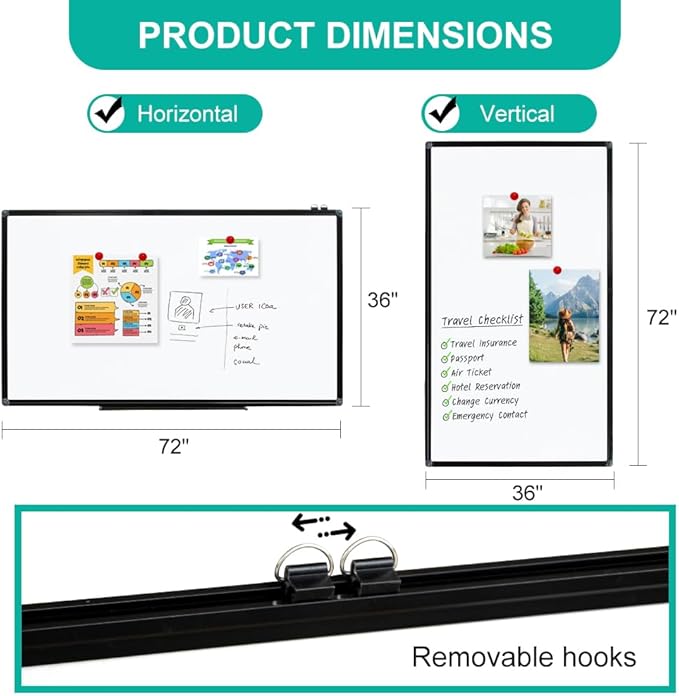 XIWODE Large 36x72 Inch Magnetic Dry Erase Whiteboard，Black Aluminum Frame - Image 2