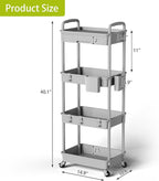 Sorgion 4 Tier Rolling Cart Organizer, Art Craft Diaper Bedside Snack Laundry - Image 3